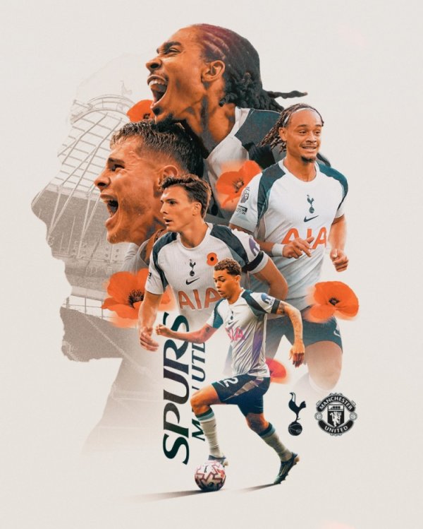 能否扭转主场过错？热刺发布对阵曼联海报：西蒙斯、帕利尼亚出镜